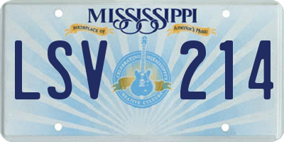 MS license plate LSV214