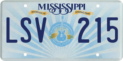MS license plate LSV215