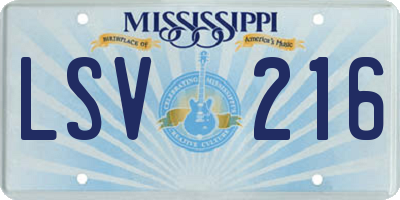 MS license plate LSV216