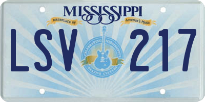 MS license plate LSV217