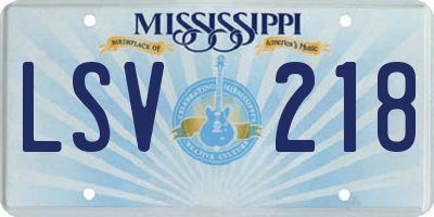 MS license plate LSV218