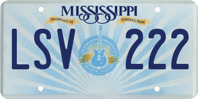 MS license plate LSV222