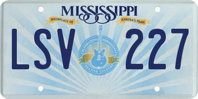MS license plate LSV227