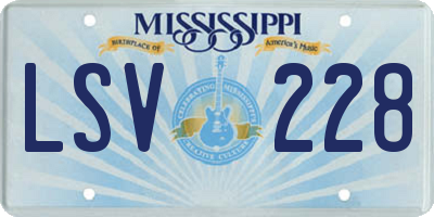 MS license plate LSV228