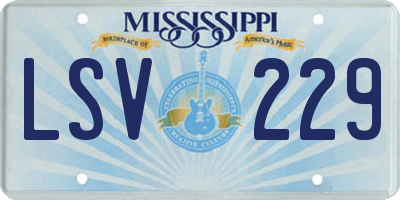 MS license plate LSV229