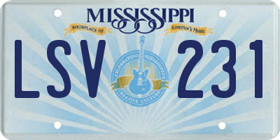 MS license plate LSV231