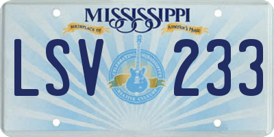 MS license plate LSV233