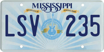 MS license plate LSV235