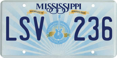 MS license plate LSV236