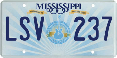 MS license plate LSV237