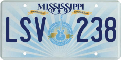 MS license plate LSV238