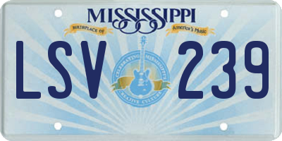 MS license plate LSV239