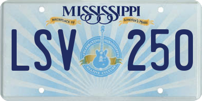 MS license plate LSV250