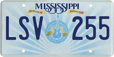 MS license plate LSV255