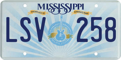 MS license plate LSV258