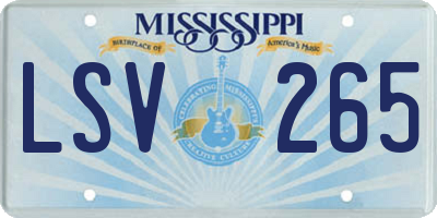 MS license plate LSV265