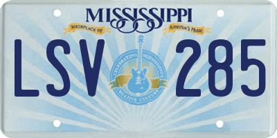 MS license plate LSV285