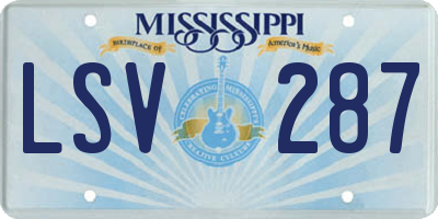 MS license plate LSV287