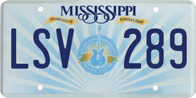 MS license plate LSV289