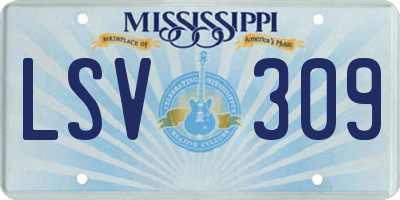 MS license plate LSV309