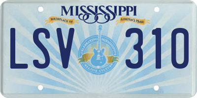 MS license plate LSV310