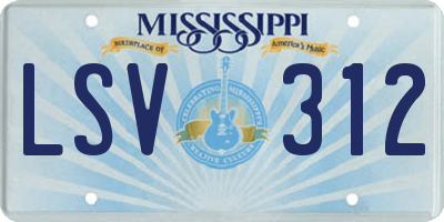 MS license plate LSV312