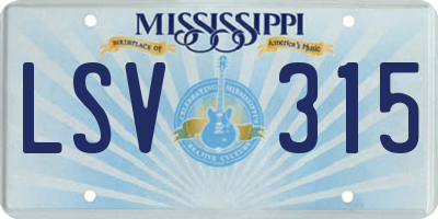 MS license plate LSV315