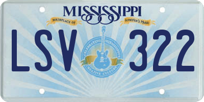 MS license plate LSV322