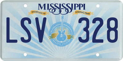 MS license plate LSV328