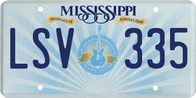 MS license plate LSV335