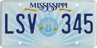 MS license plate LSV345