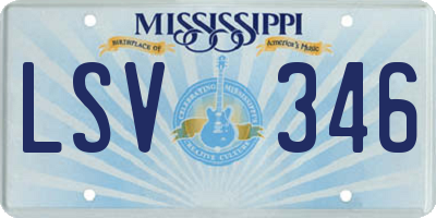 MS license plate LSV346