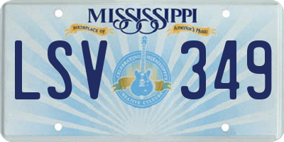 MS license plate LSV349