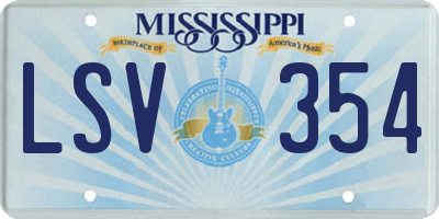 MS license plate LSV354