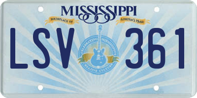 MS license plate LSV361