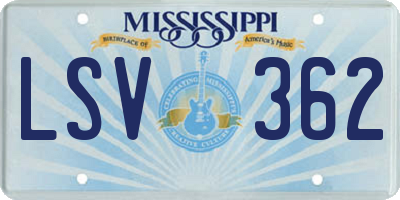 MS license plate LSV362