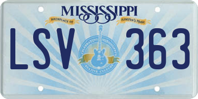 MS license plate LSV363