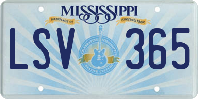 MS license plate LSV365