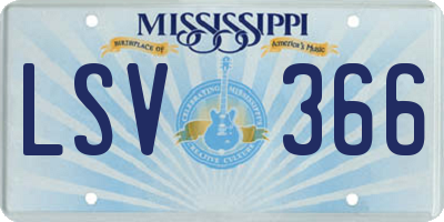 MS license plate LSV366