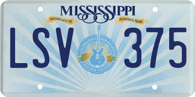 MS license plate LSV375