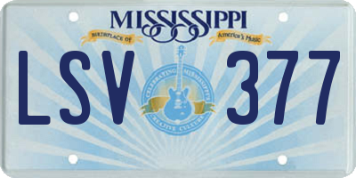 MS license plate LSV377