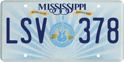 MS license plate LSV378