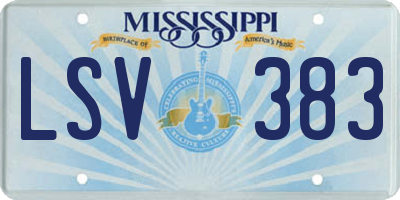 MS license plate LSV383