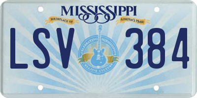 MS license plate LSV384