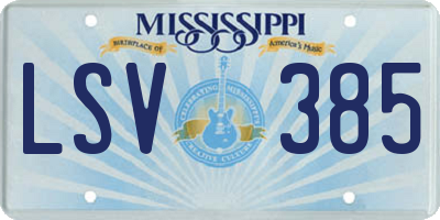 MS license plate LSV385