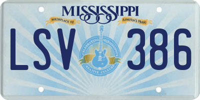 MS license plate LSV386