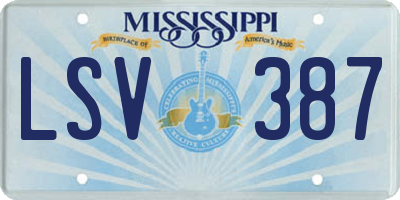 MS license plate LSV387