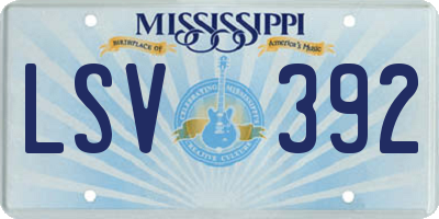 MS license plate LSV392