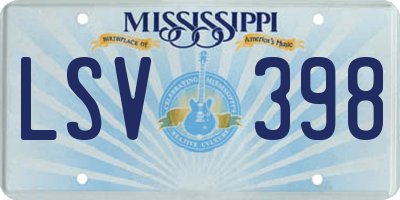 MS license plate LSV398