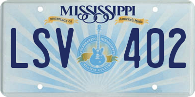 MS license plate LSV402
